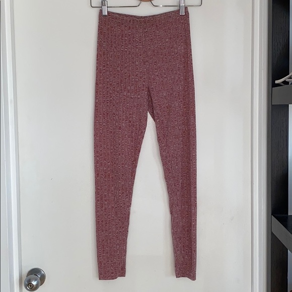 SHEIN Pants - Nwot Burgundy heather ribbed tights never worn